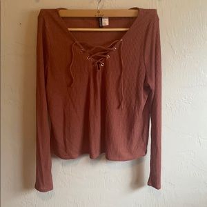 Mauve Pink Tie-Up Shirt